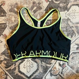 Under Armour large black and lime green sports bra